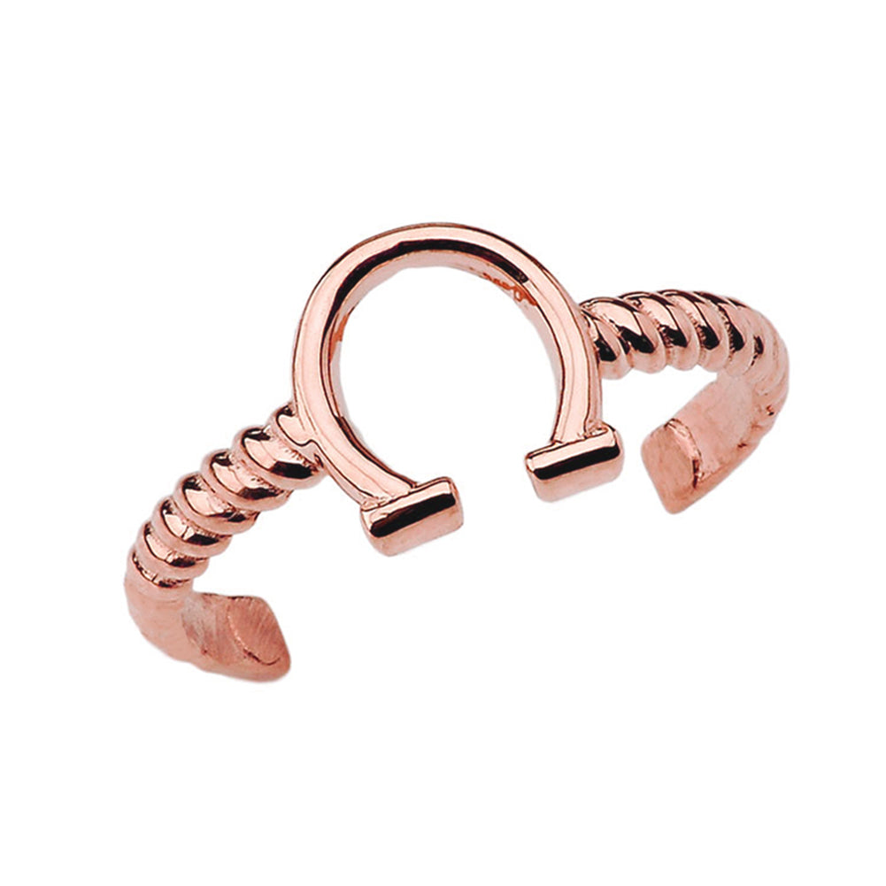 Horseshoe Rope Toe Ring in Gold, view 2
