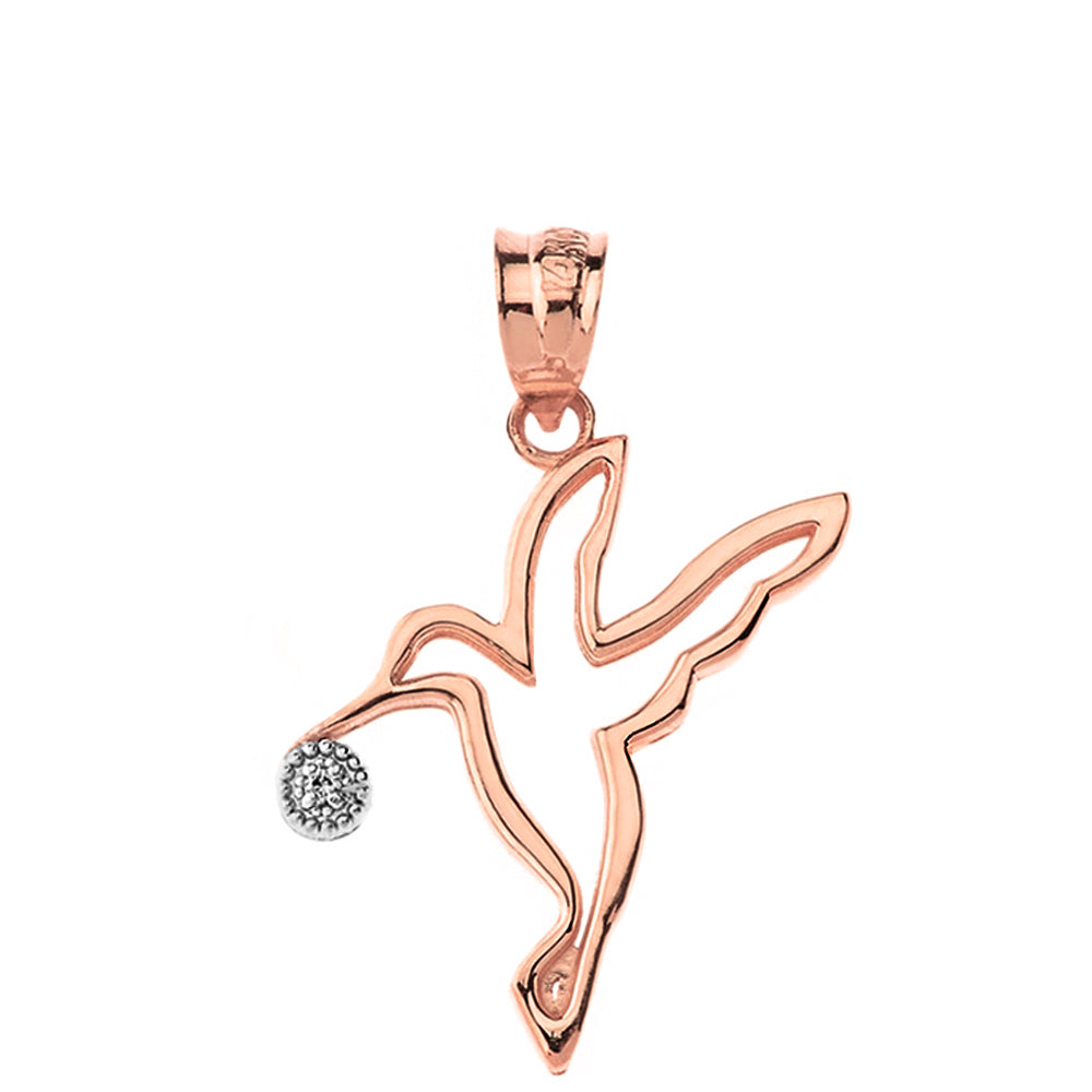 Hummingbird Outline Solitaire Pendant Necklace in Gold, view 5