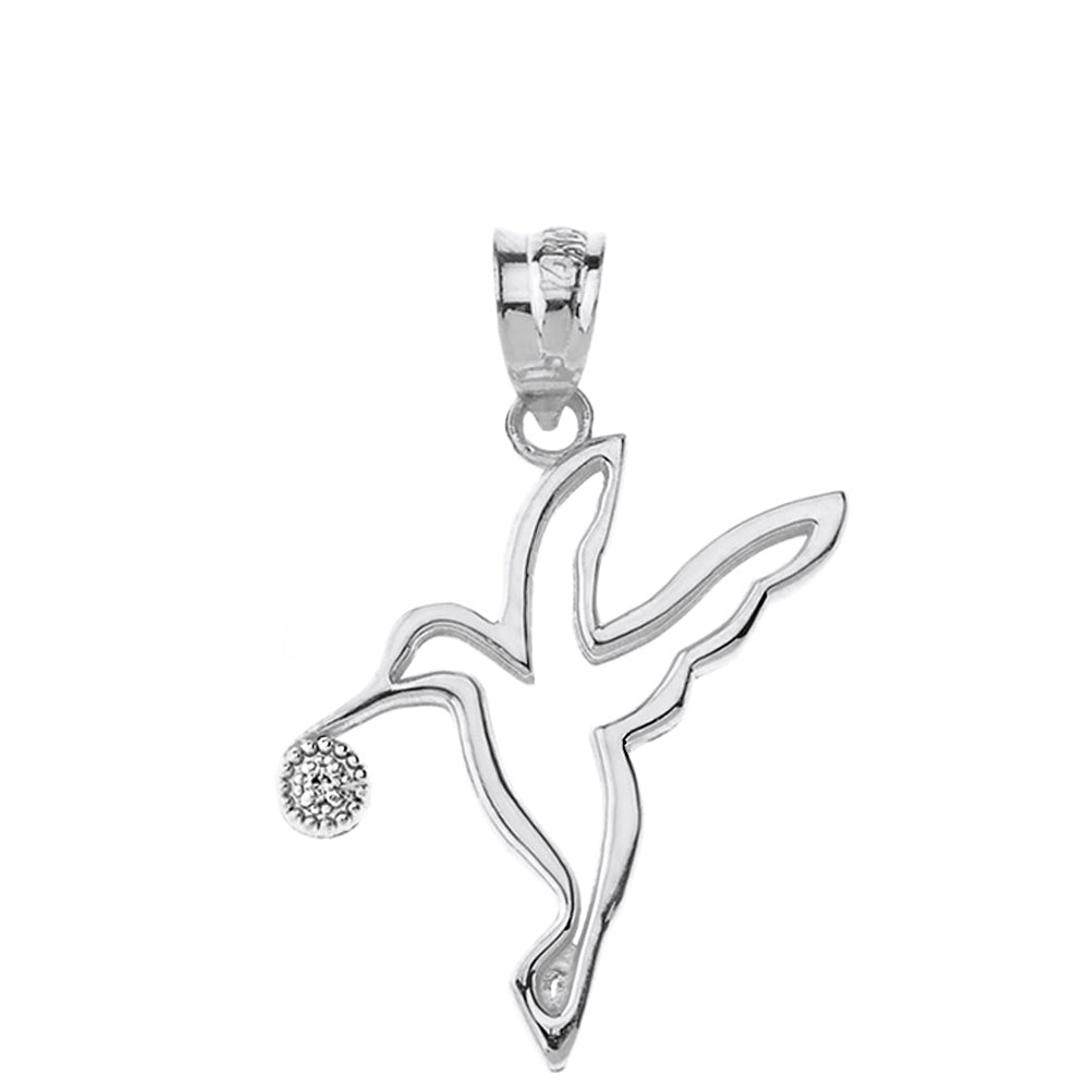 Hummingbird Outline Solitaire Pendant Necklace in Gold, view 7