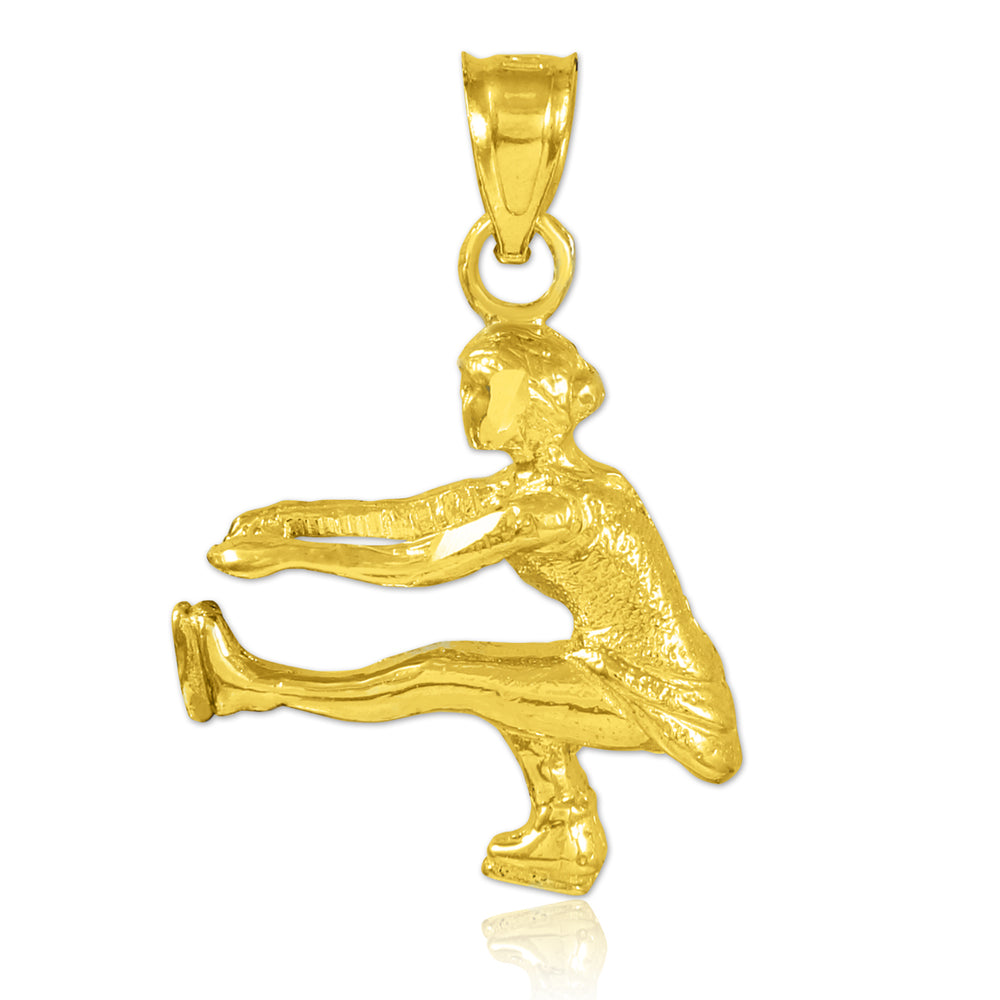 Ice Skater Gold Charm Pendant Necklace