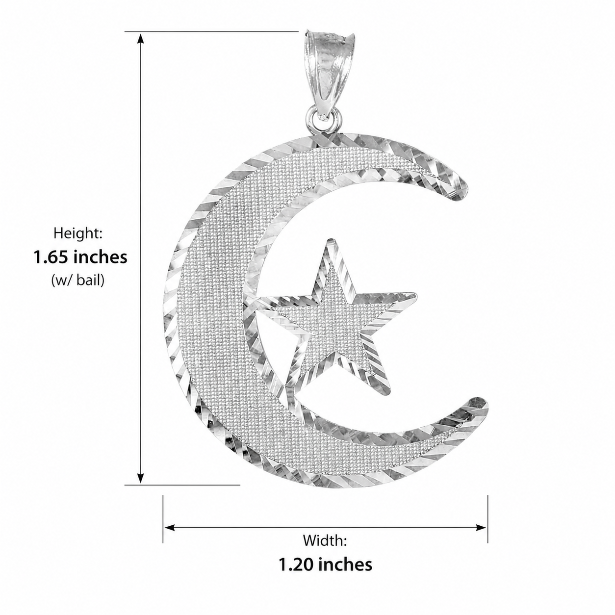 Islamic Crescent Silver Pendant, view 2