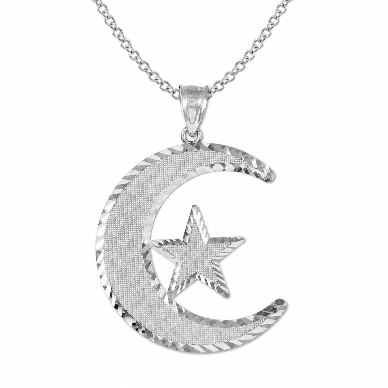 Islamic Crescent Silver Pendant, view 3
