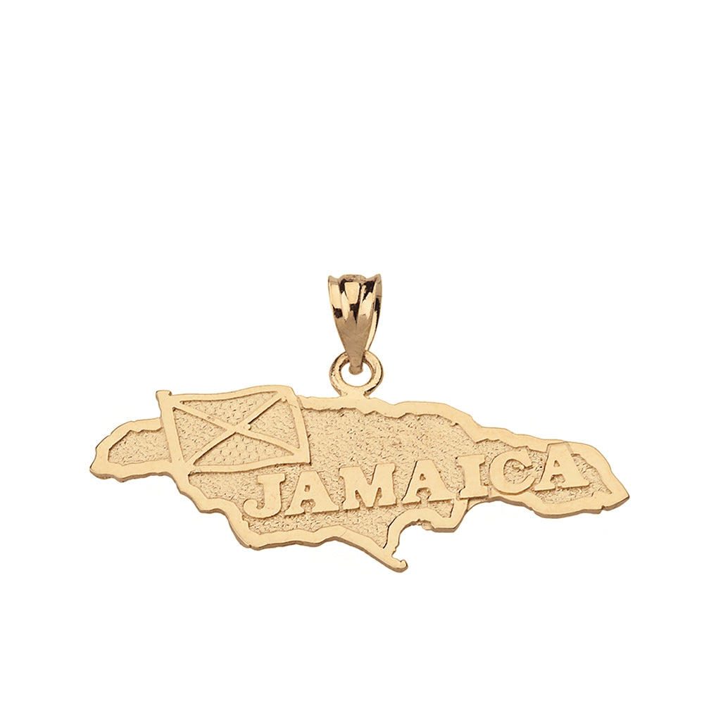 Jamaica Map Pendant Necklace in Solid Gold, view 2