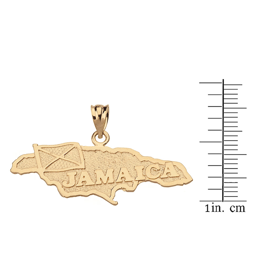 Jamaica Map Pendant Necklace in Solid Gold, view 3
