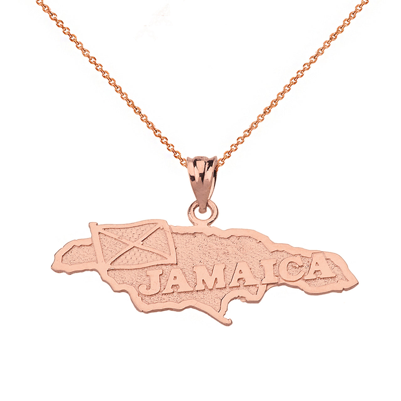 Jamaica Map Pendant Necklace in Solid Gold, view 4