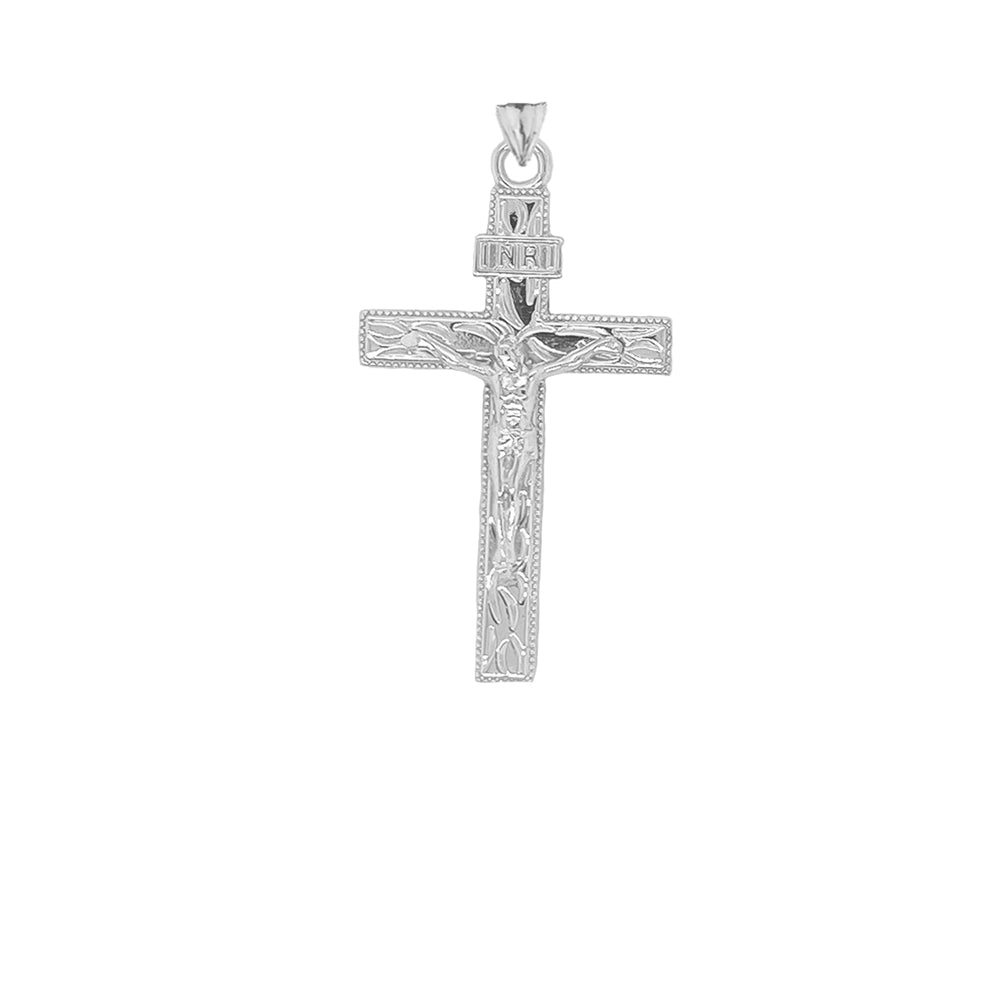 Jesus Christ INRI Crucifix Cross Pendant Necklace in Sterling Silver, view 2