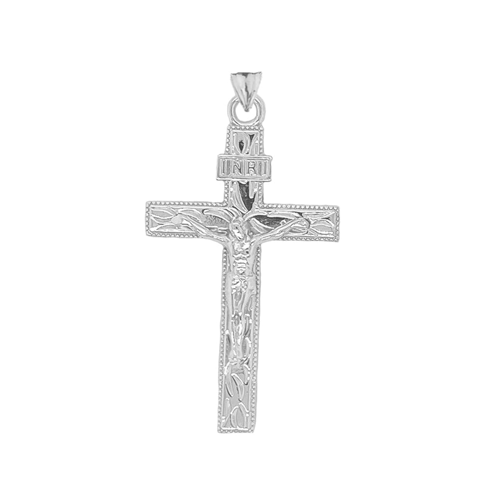 Jesus Christ INRI Crucifix Cross Pendant Necklace in Sterling Silver (Large), view 2