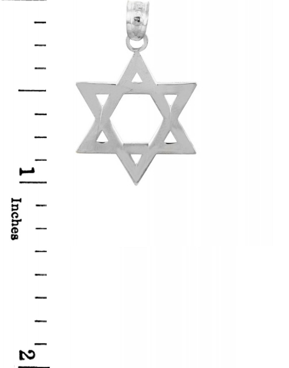 Jewish Charms and Pendants- Star of David Smooth White Gold Pendant, view 2