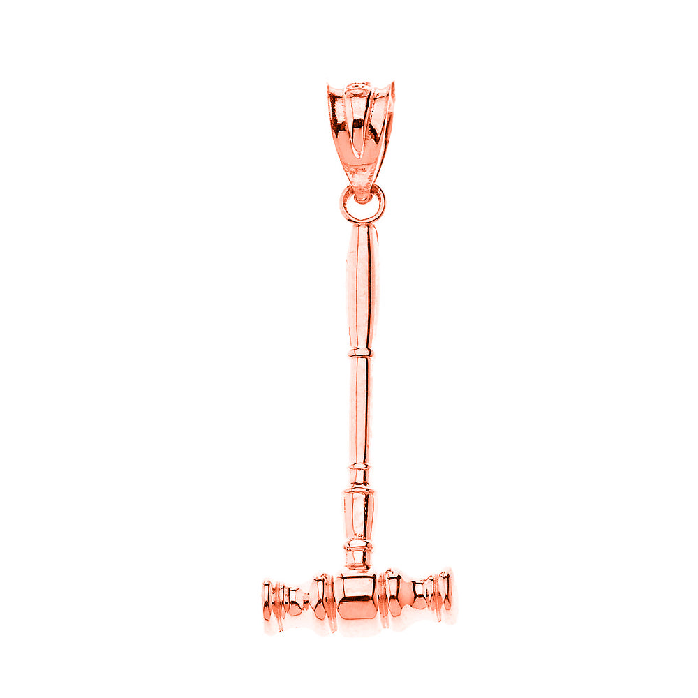 Judge Auctioneer Gavel Pendant Necklace in Solid Gold, view 4