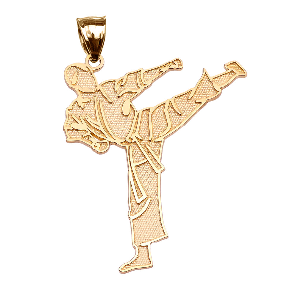Karate Martial Arts Gold Pendant Necklace, view 2