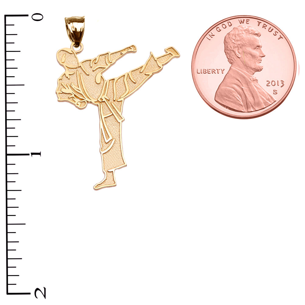 Karate Martial Arts Gold Pendant Necklace, view 3