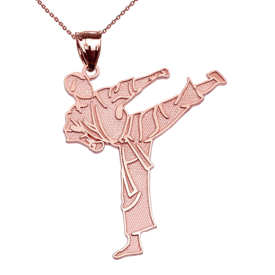 Karate Martial Arts Gold Pendant Necklace, view 7