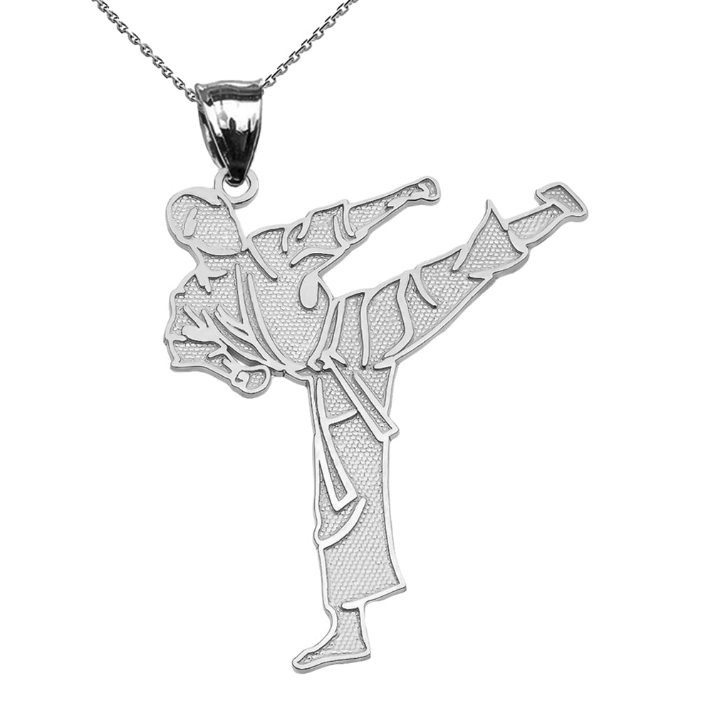Karate Martial Arts Sterling Silver Pendant Necklace