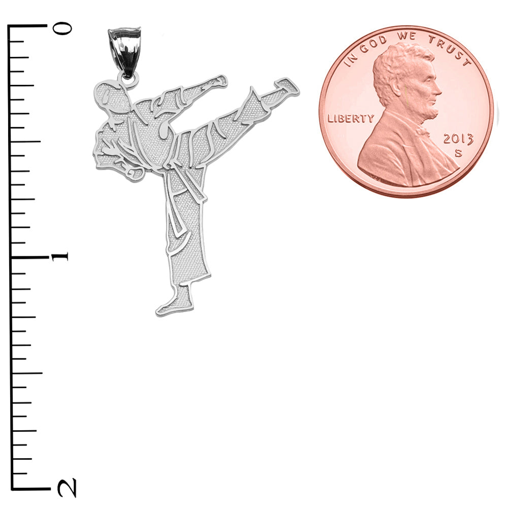 Karate Martial Arts Sterling Silver Pendant Necklace, view 3