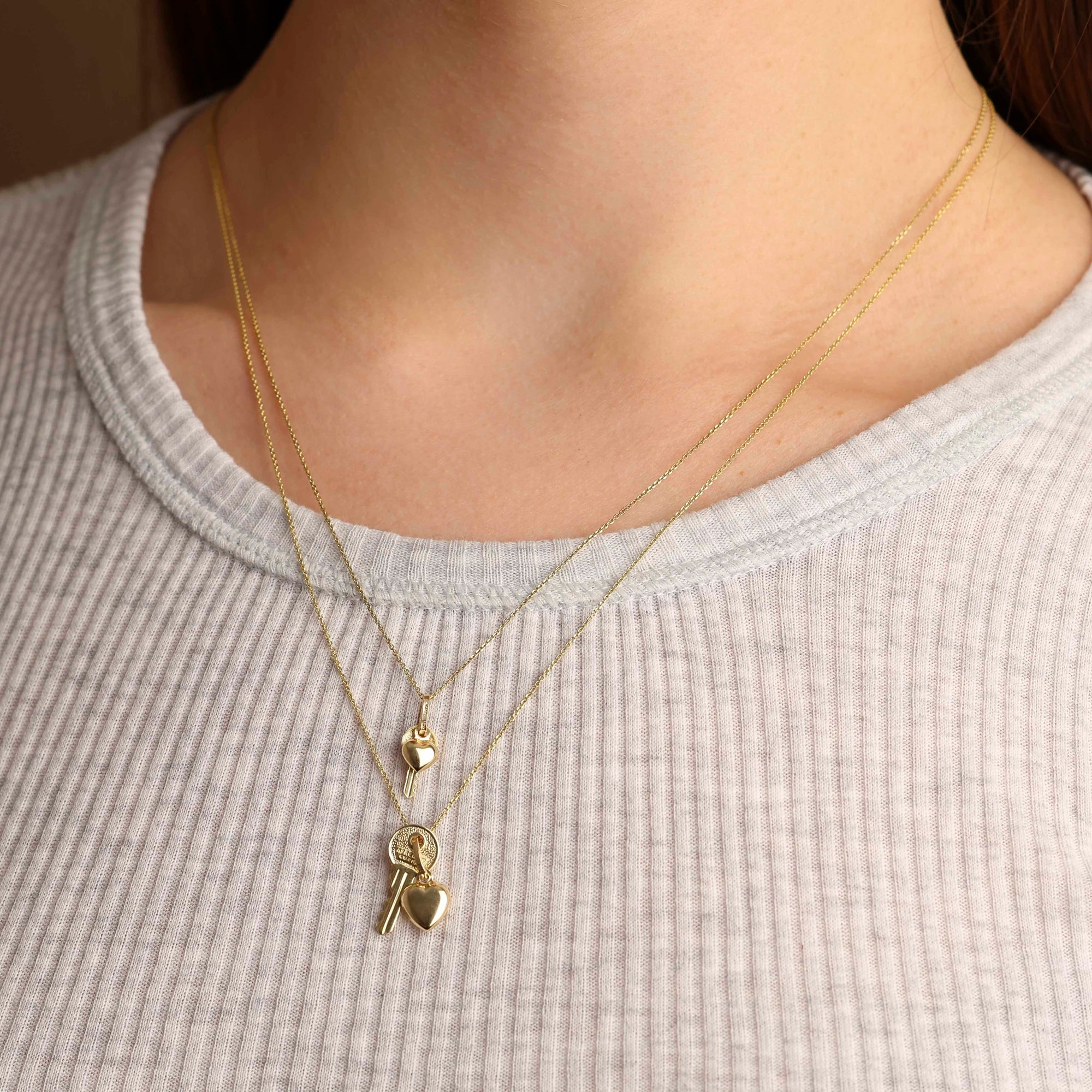 Key Heart Necklace in 14K Gold, view 2