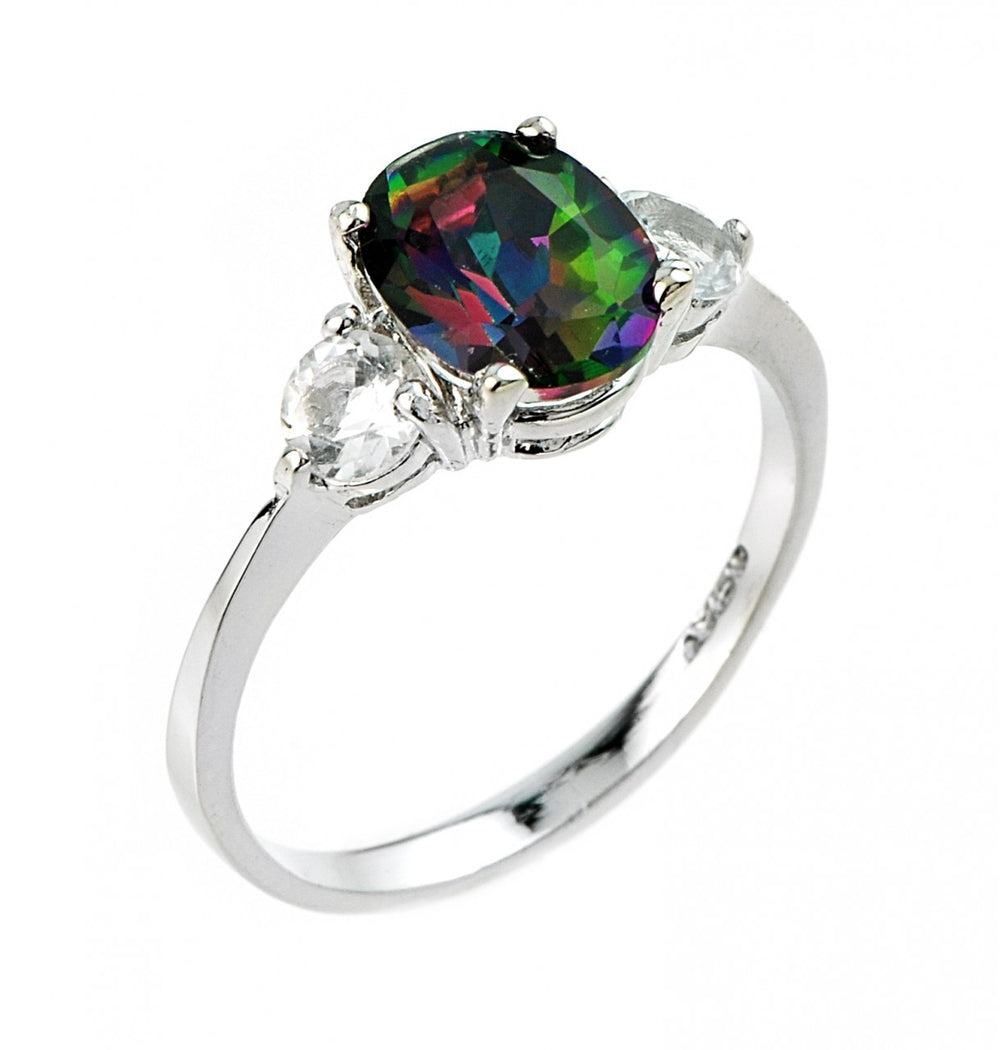 Ladies White Gold Mystic and White Topaz Ring