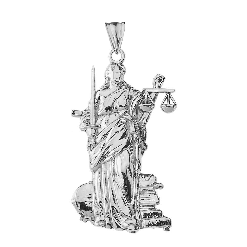 Lady Justice Pendant Necklace in Sterling Silver, view 2