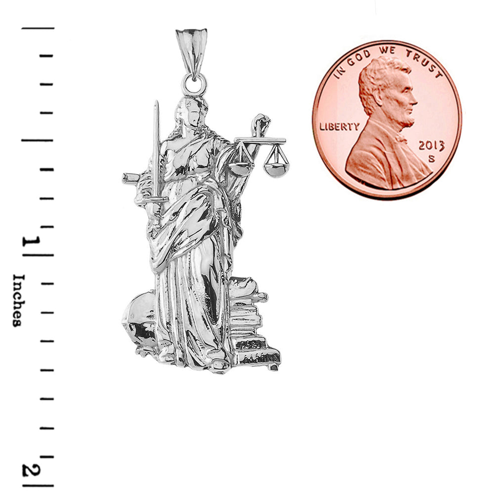 Lady Justice Pendant Necklace in Sterling Silver, view 3