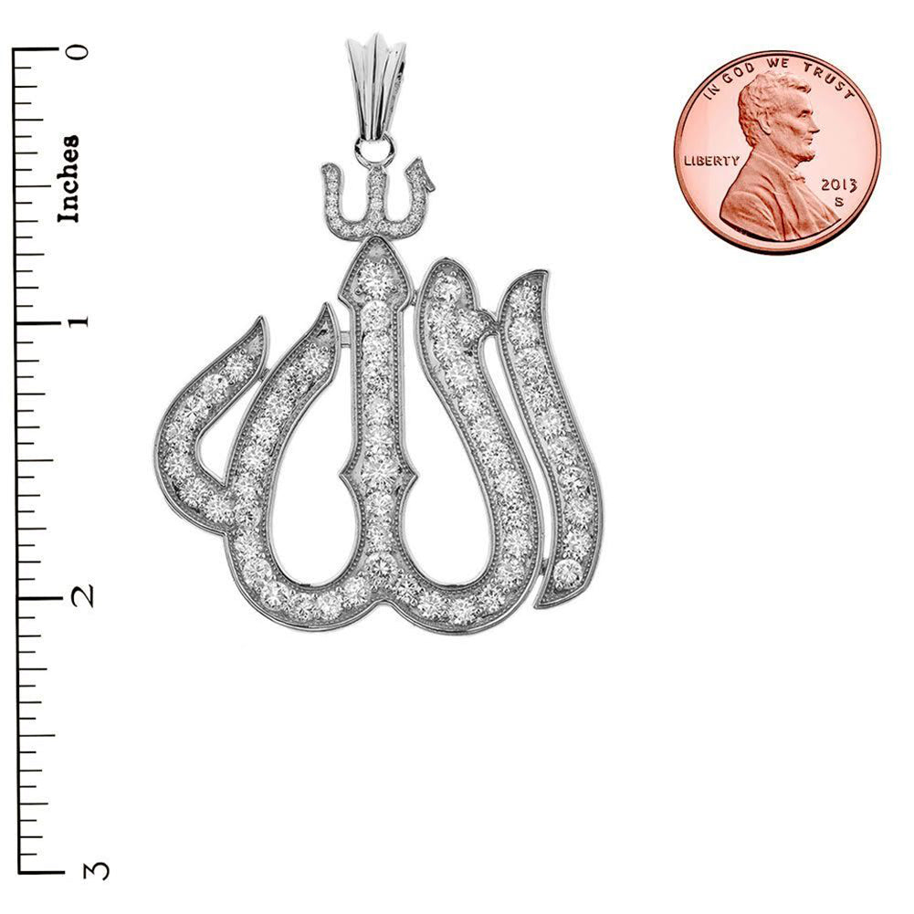 Large Sterling Silver Cubic Zirconia Allah Pendant, view 3