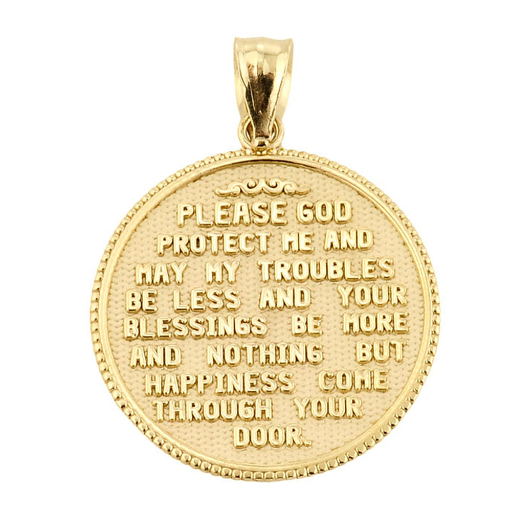 LARGE US FIREFIGHTER MALTESE CROSS DOUBLE-SIDED PRAYER COIN PENDANT NECKLACE in Solid Gold, view 4