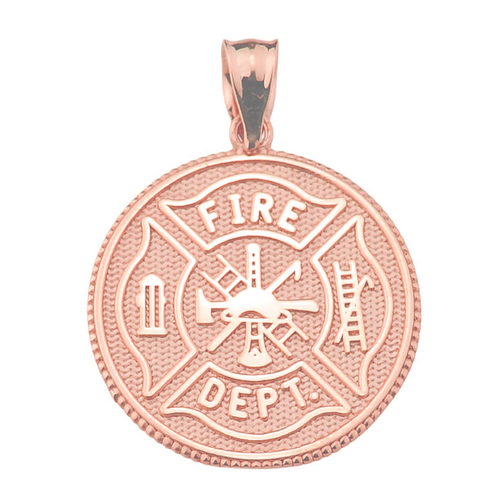 LARGE US FIREFIGHTER MALTESE CROSS DOUBLE-SIDED PRAYER COIN PENDANT NECKLACE in Solid Gold, view 6