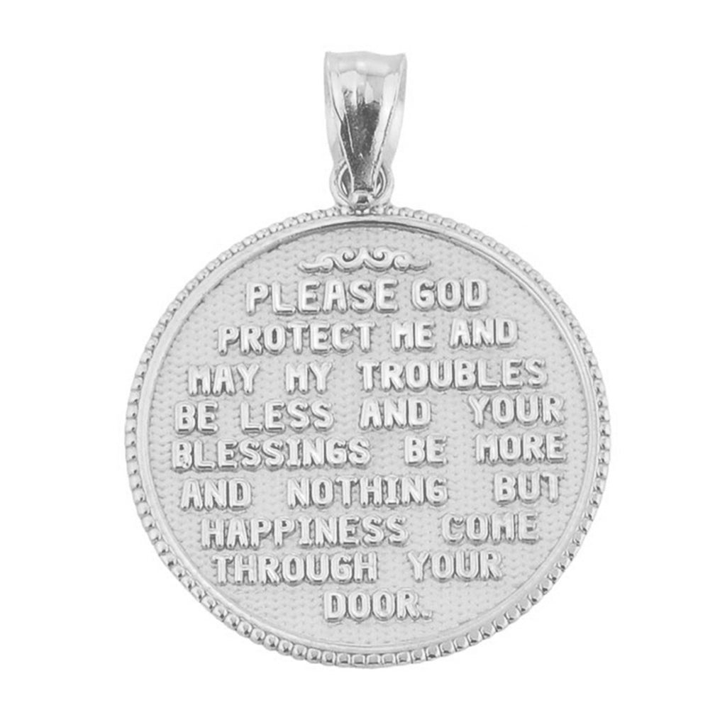 LARGE US FIREFIGHTER MALTESE CROSS DOUBLE-SIDED PRAYER COIN PENDANT NECKLACE in Solid Gold, view 10