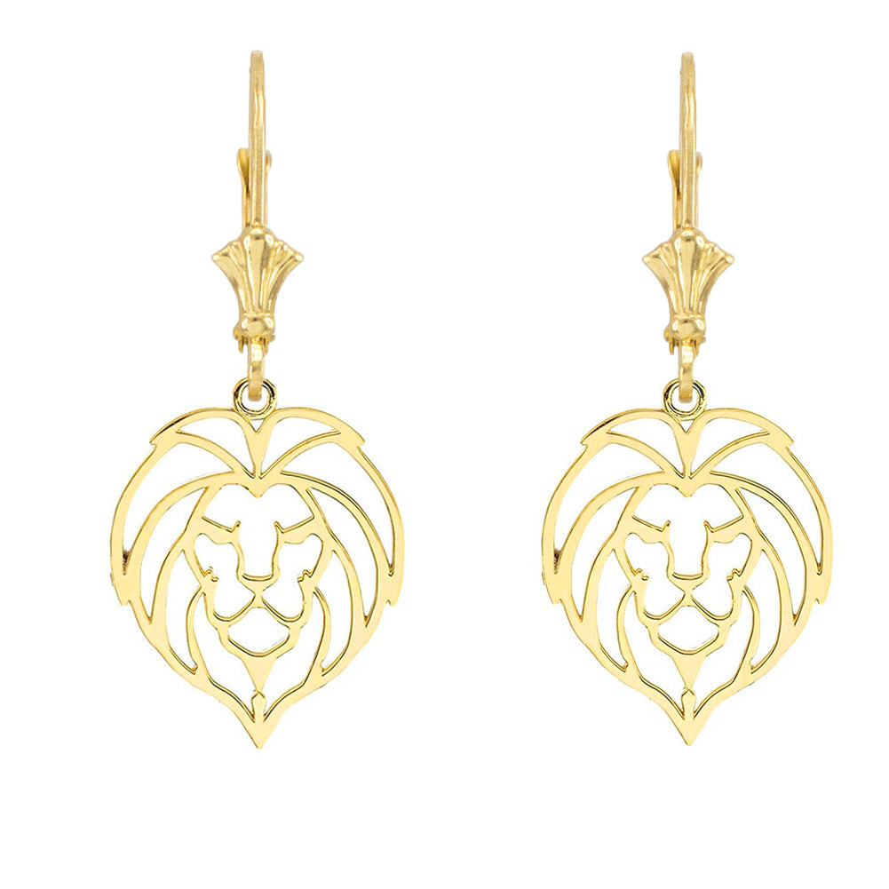 Lion Head Cut Out Leverback Earring