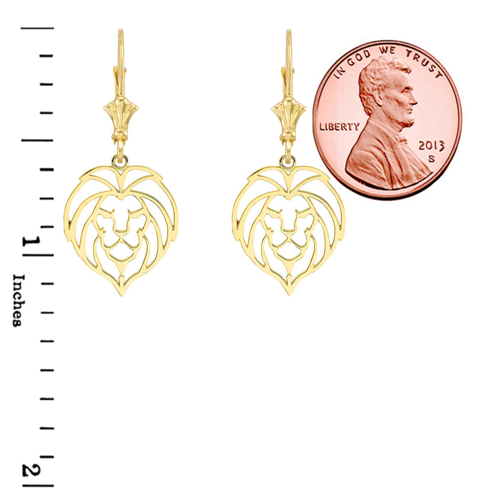 Lion Head Cut Out Leverback Earring, view 2
