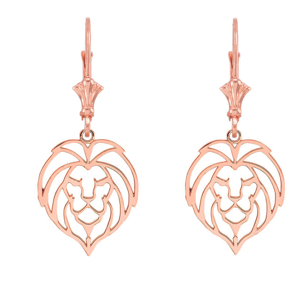 Lion Head Cut Out Leverback Earring, view 3