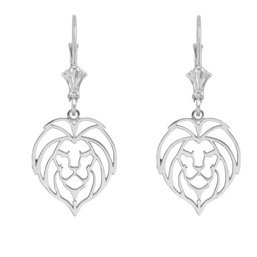 Lion Head Cut Out Leverback Earring, view 4