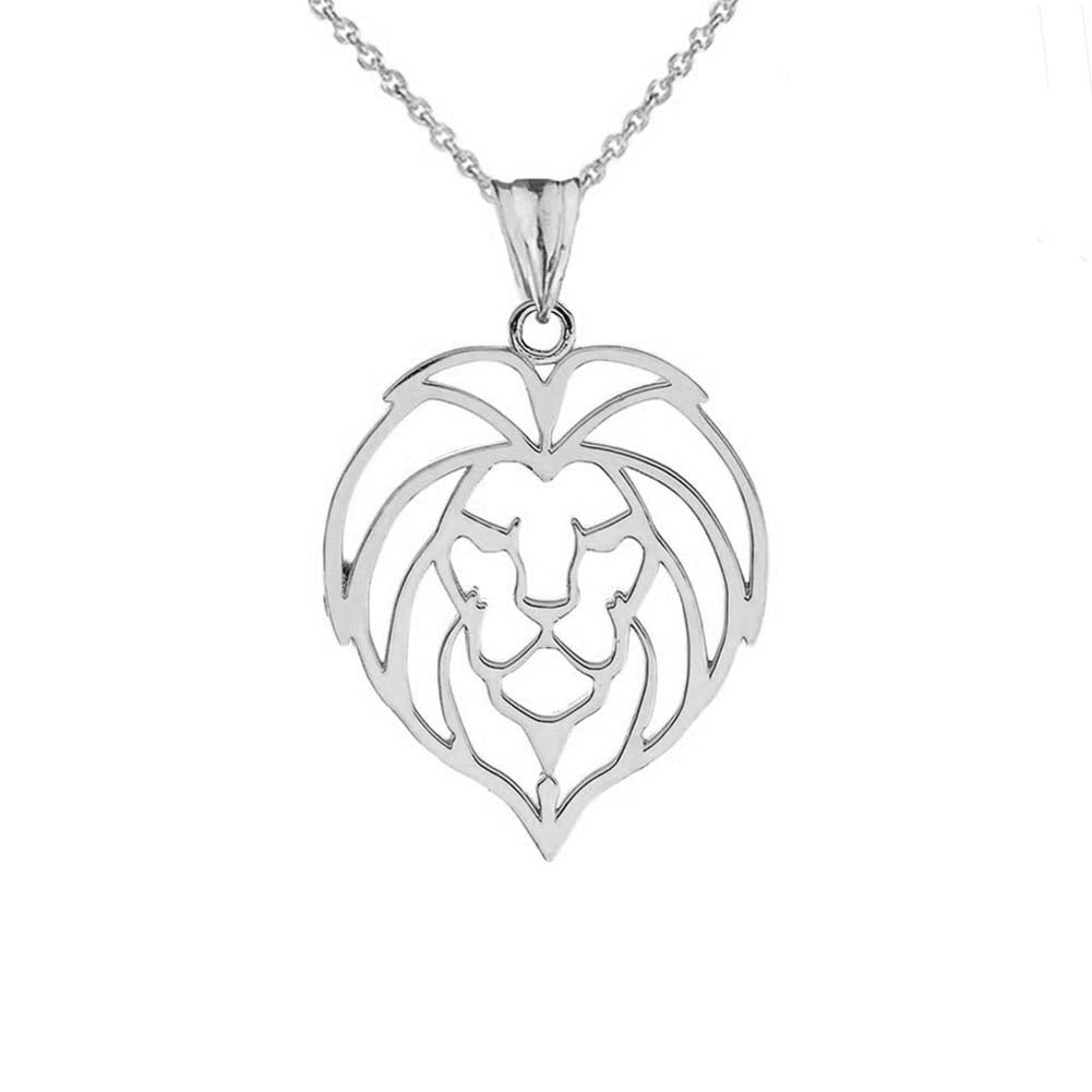 Lion Head Cut Out Pendant Necklace in Sterling Silver