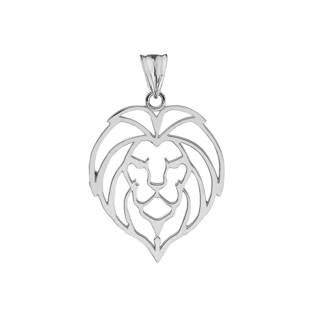 Lion Head Cut Out Pendant Necklace in Sterling Silver, view 2