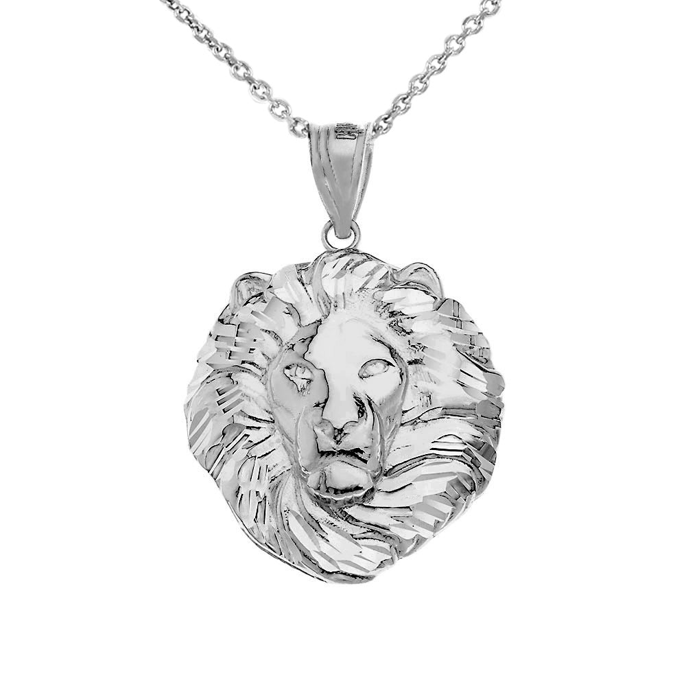 Lion King Head Pendant Necklace in Sterling Silver (Large)