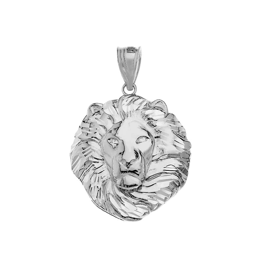 Lion King Head Pendant Necklace in Sterling Silver (Large), view 2