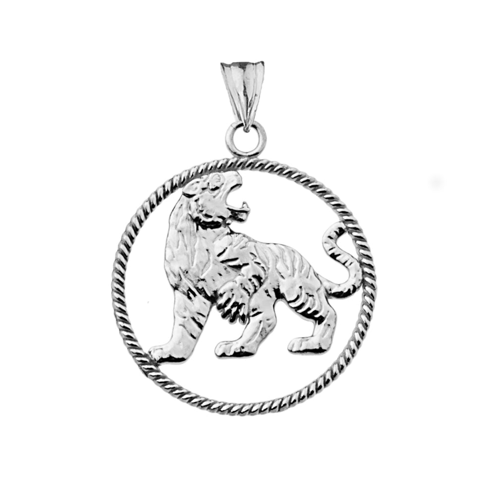 Lion Rope Pendant Necklace in Sterling Silver, view 2