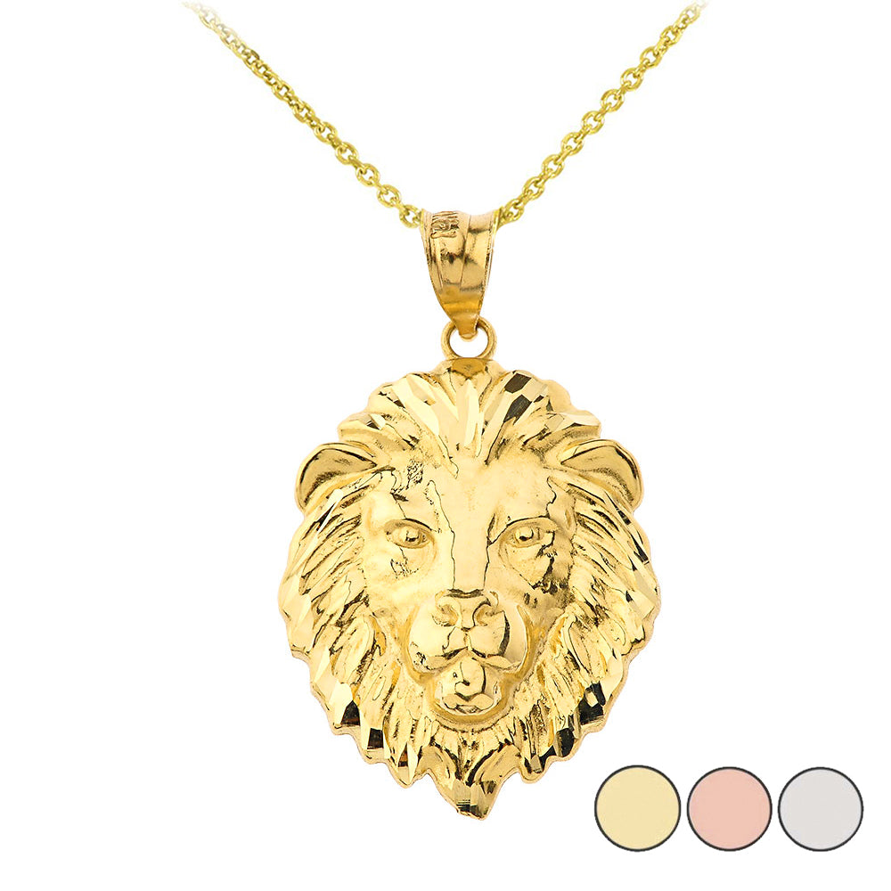 Lion's Head Medium Pendant Necklace (1.32") in Gold