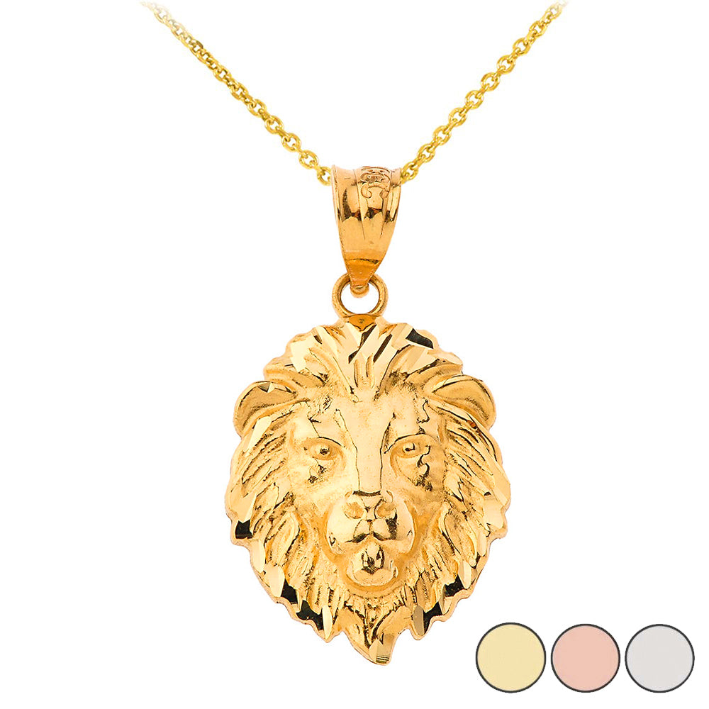 Lion's Head Small Pendant Necklace (1.01") in Gold