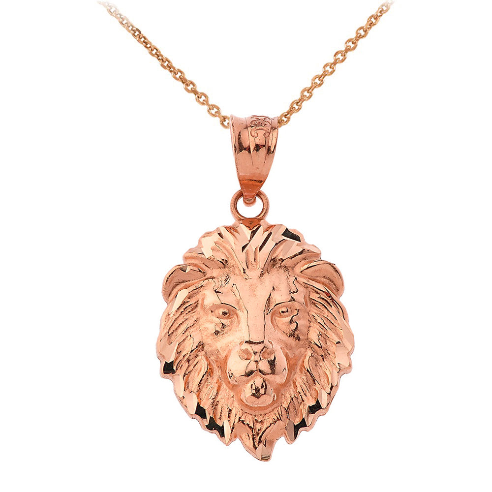 Lion's Head Small Pendant Necklace (1.01") in Gold, view 2