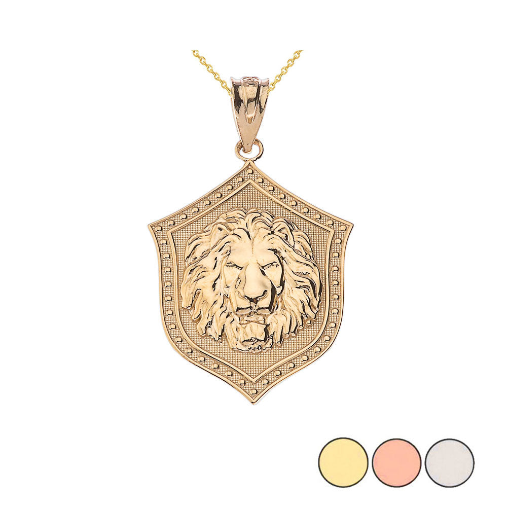Lion Shield Pendant Necklace in Gold