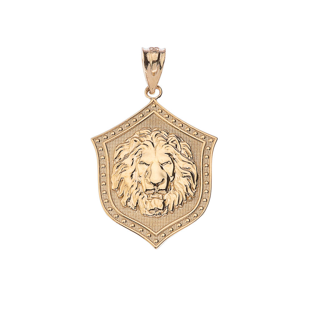 Lion Shield Pendant Necklace in Gold, view 2