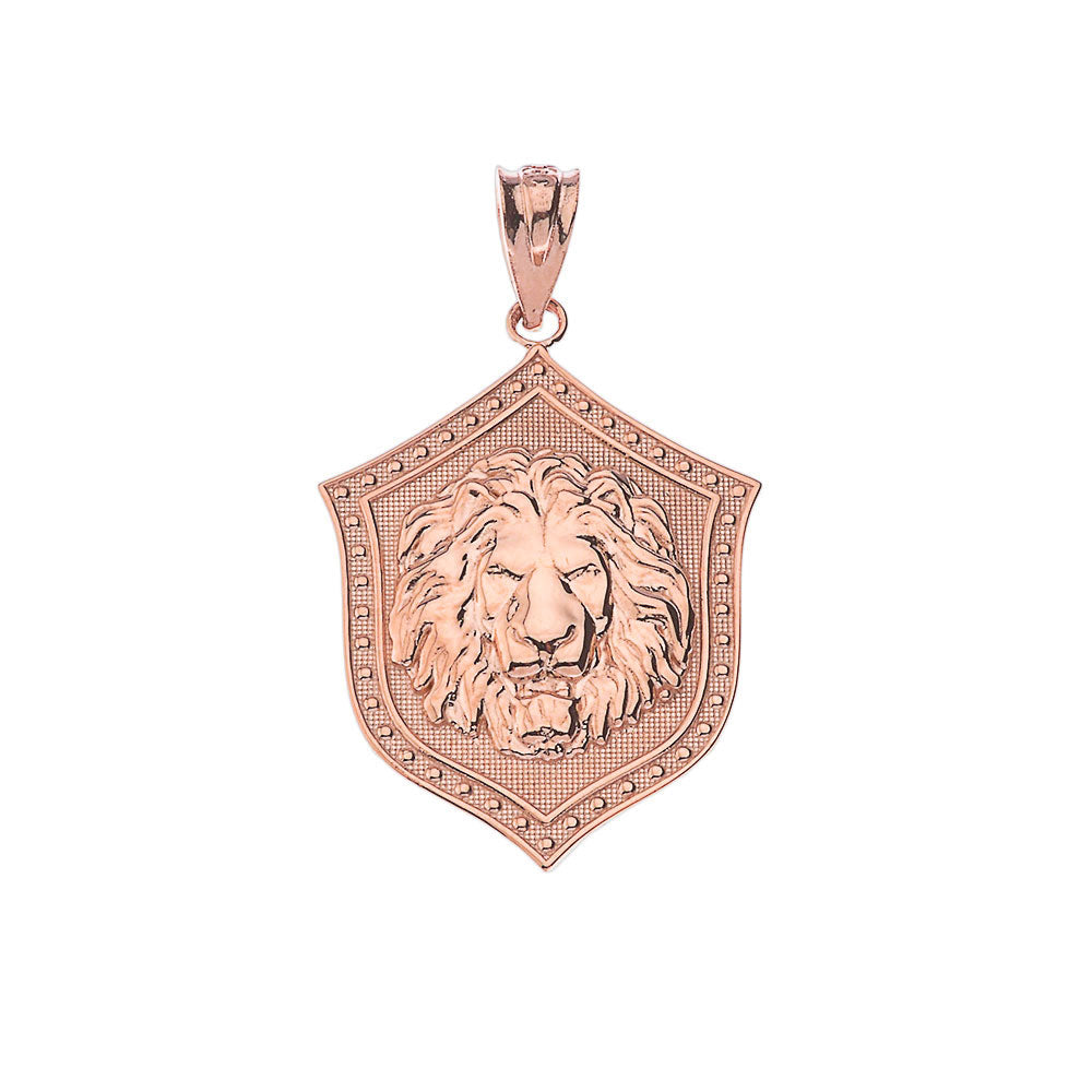 Lion Shield Pendant Necklace in Gold, view 6
