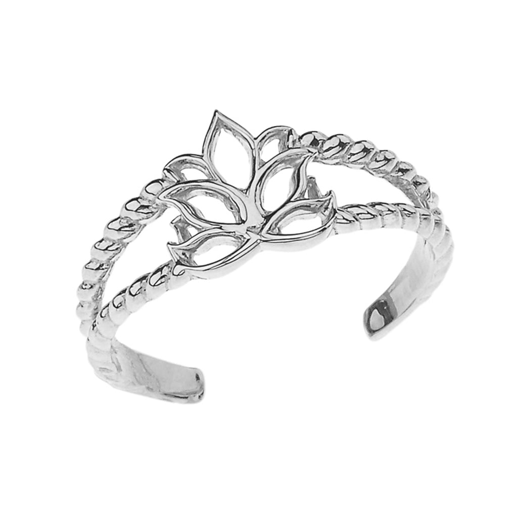 Lotus Flower Rope Toe Ring in Gold, view 3