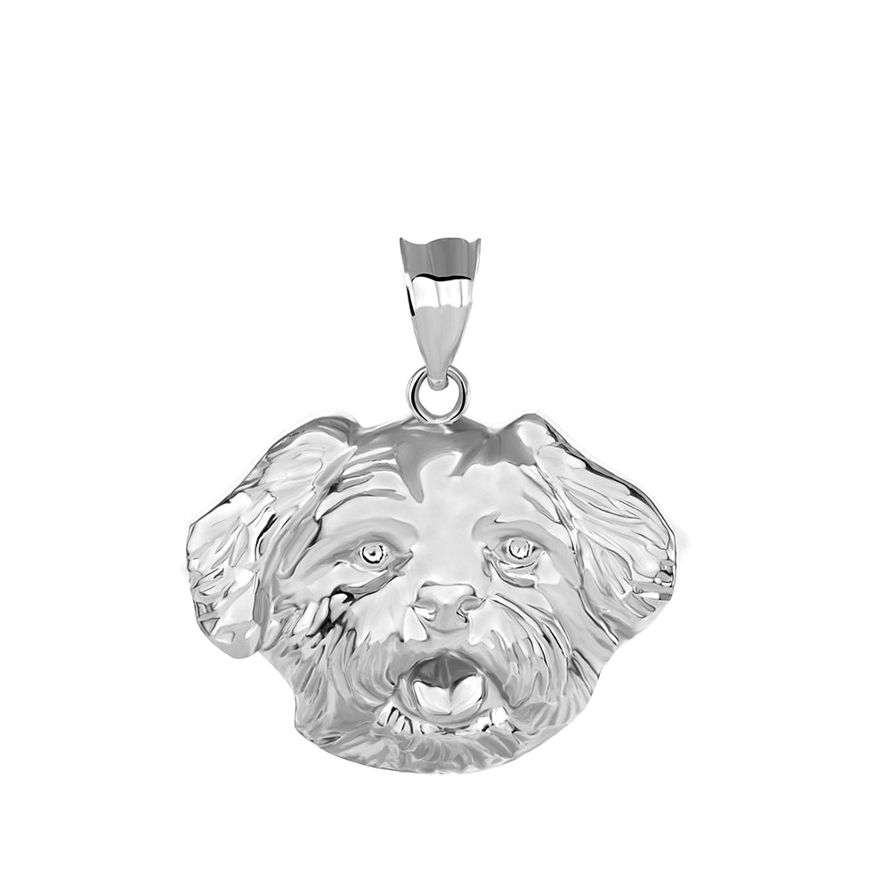 Maltese Dog Head Pendant Necklace in Sterling Silver, view 2