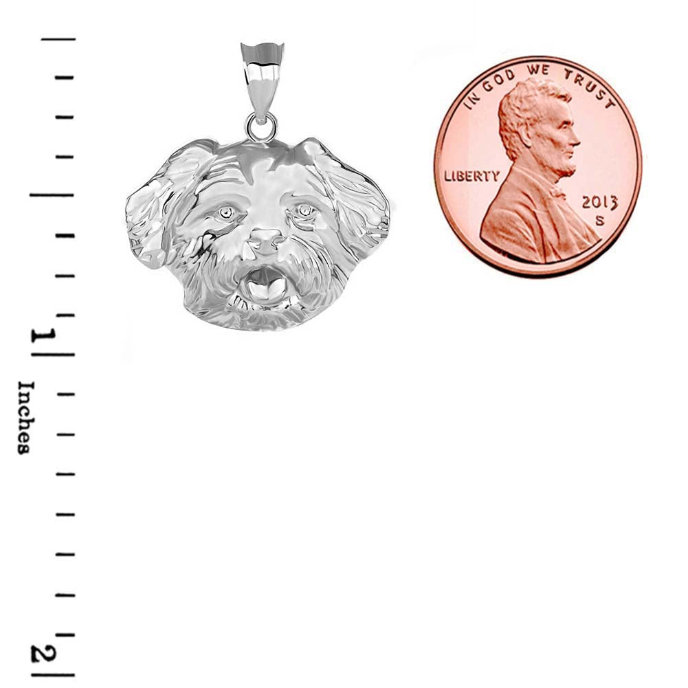 Maltese Dog Head Pendant Necklace in Sterling Silver, view 3