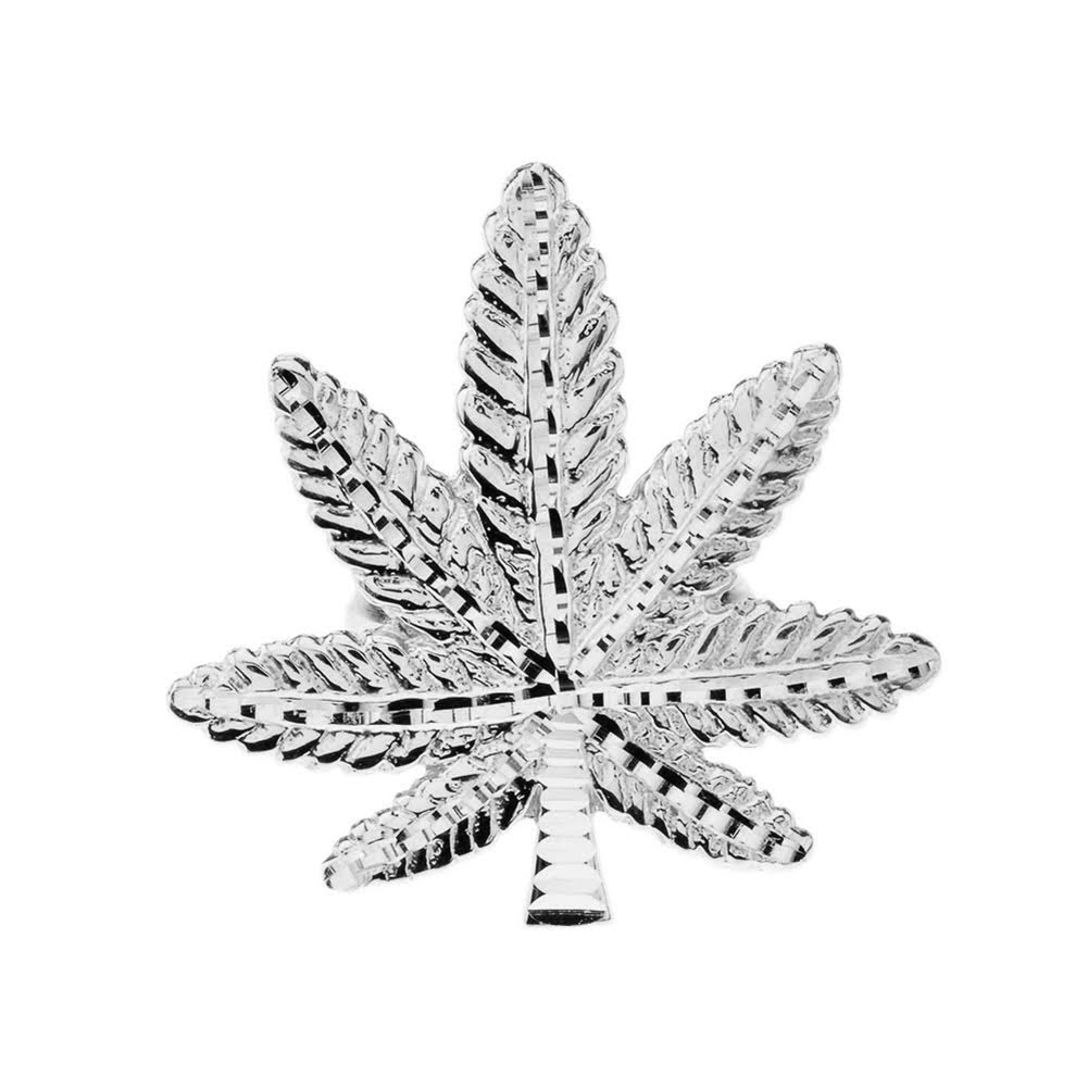 Marijuana Statement Ring in White Gold, view 2