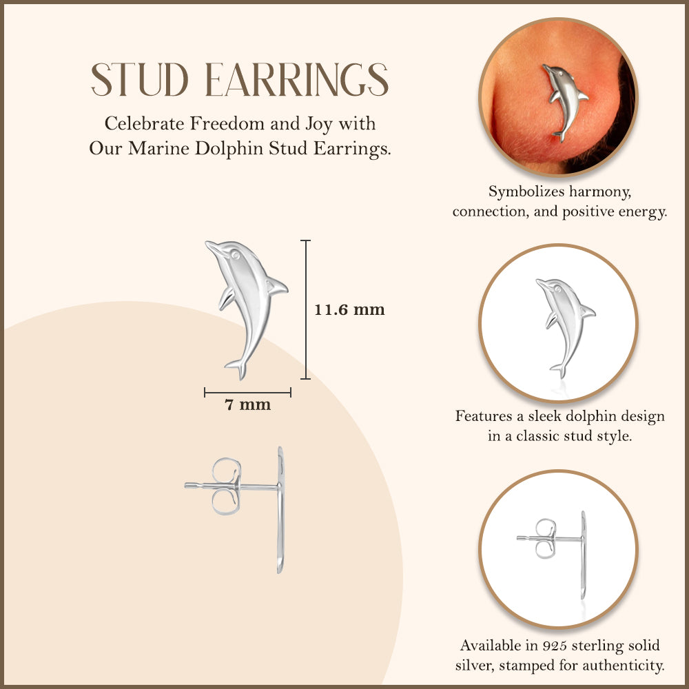 Marine Dolphin Stud Earrings, view 3