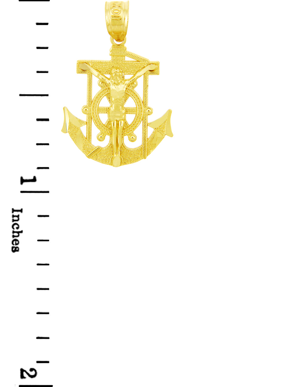 Mariners Anchored Cross Gold Pendant, view 2
