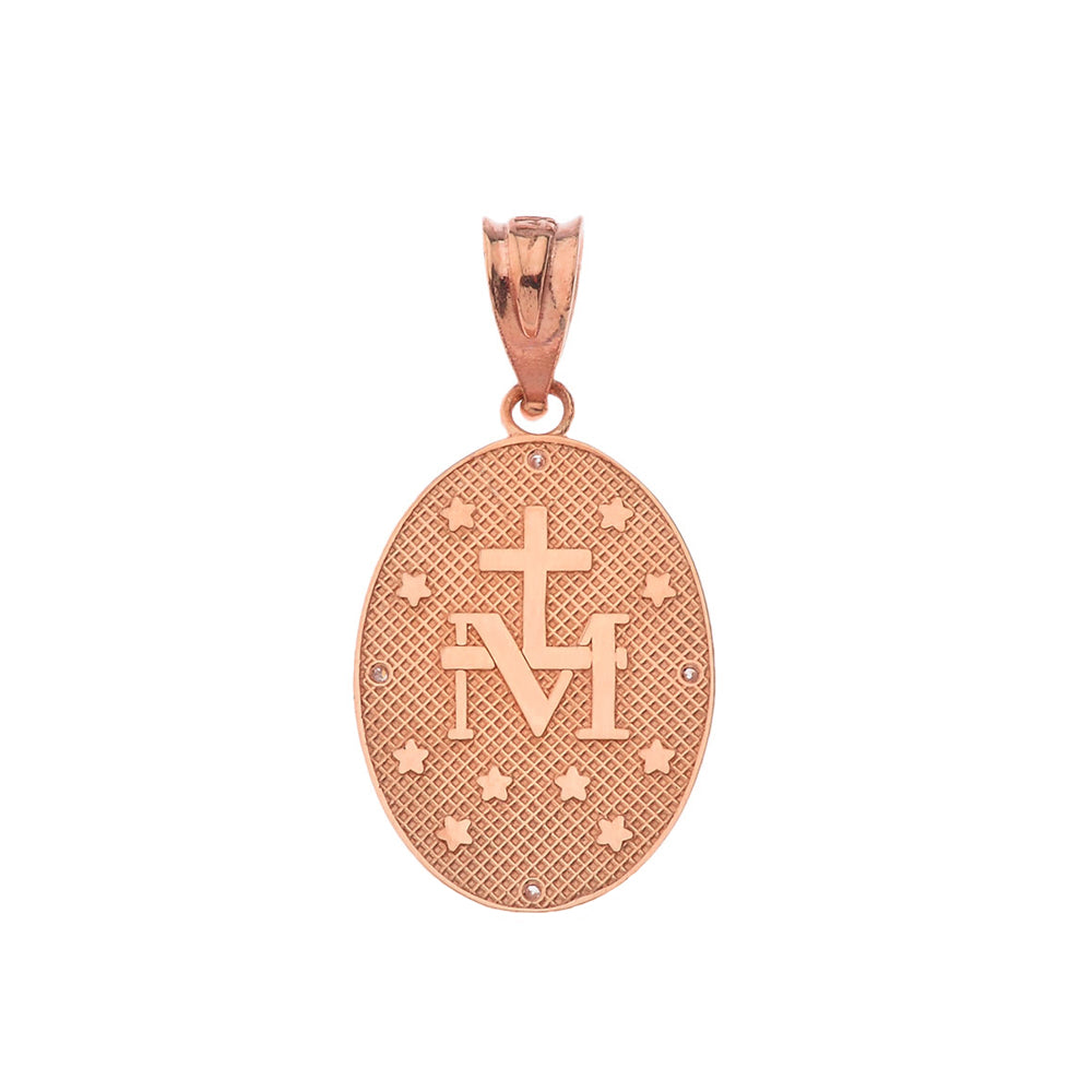 Mary Mother of Jesus Oval Diamond in Gold Pendant Necklace, view 6