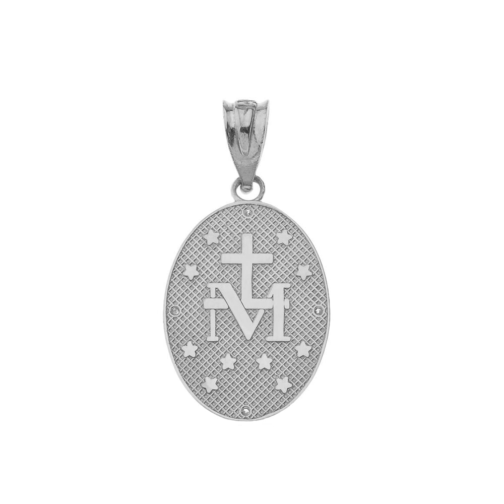 Mary Mother of Jesus Oval Diamond in Gold Pendant Necklace, view 8