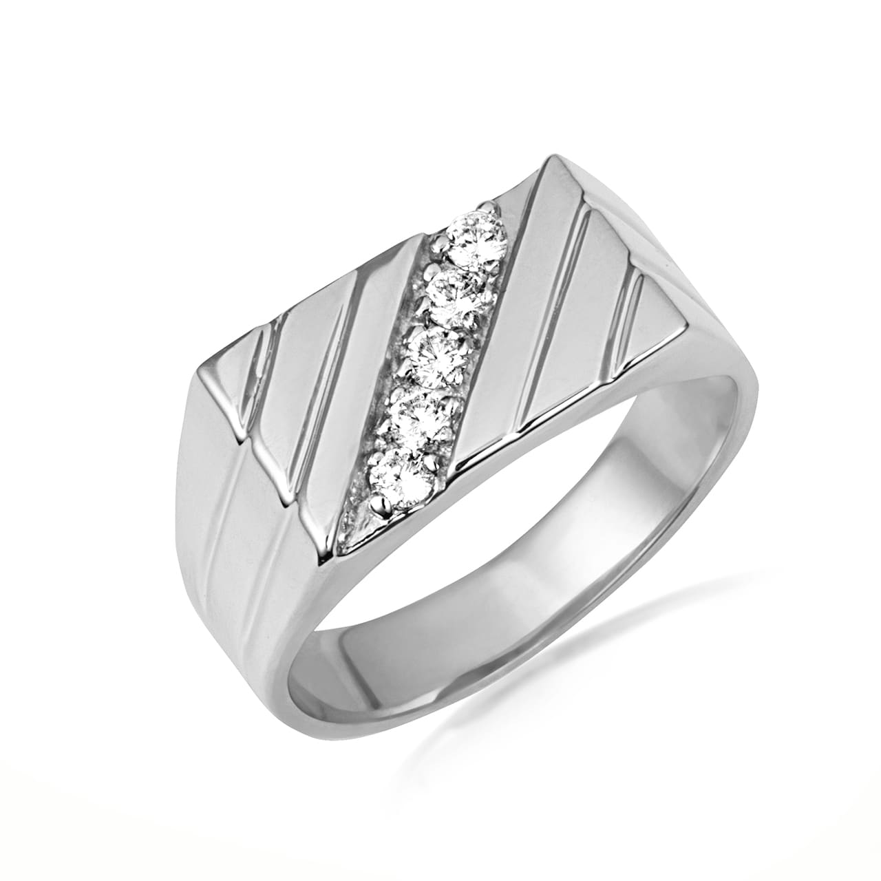 Men's Gold Diamond Signet Ring, view 3